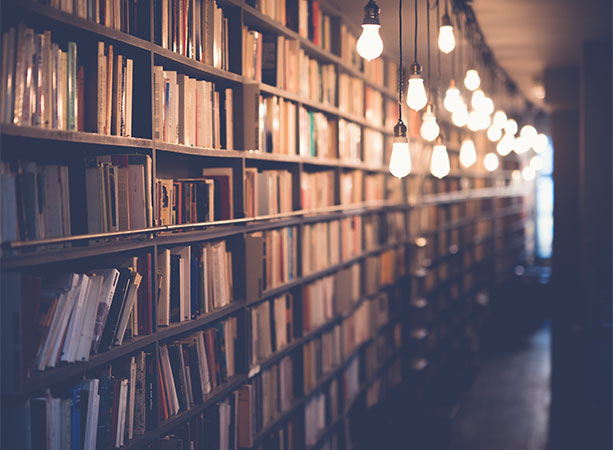 books on bookshelf in a library